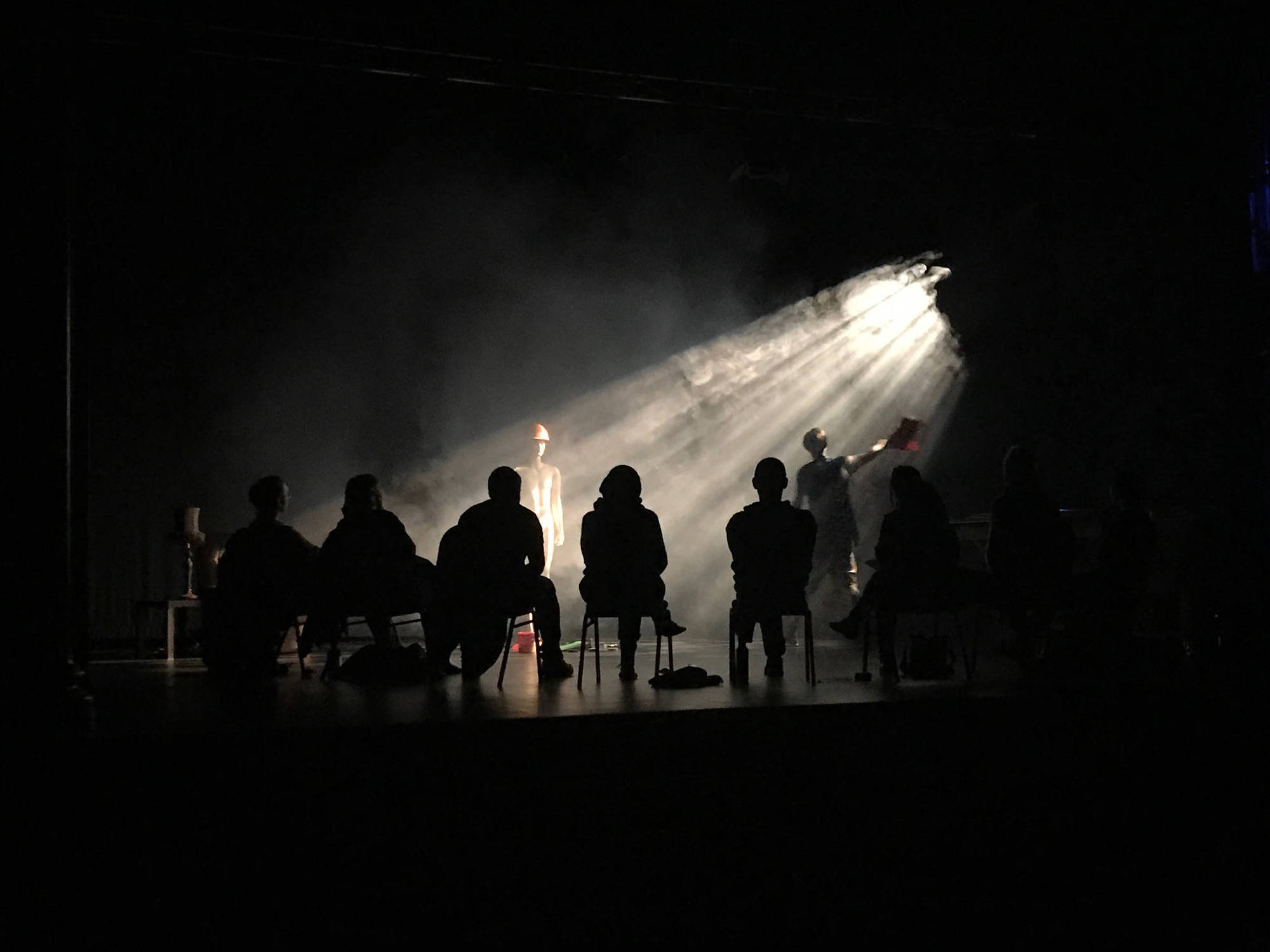 Students at a backstage Crew workshop
